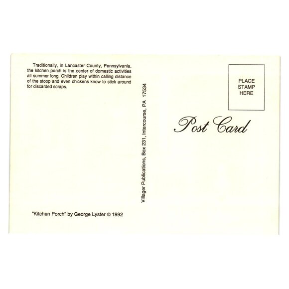 Kitchen Porch By George Lyster 1992 Lancaster County Pennsylvania Postcard Amish - Picture 2 of 2